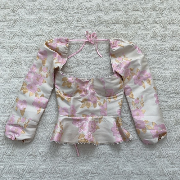 Worn once V Chapman Georgiana blouse in light pink baroque floral - Picture 2 of 5